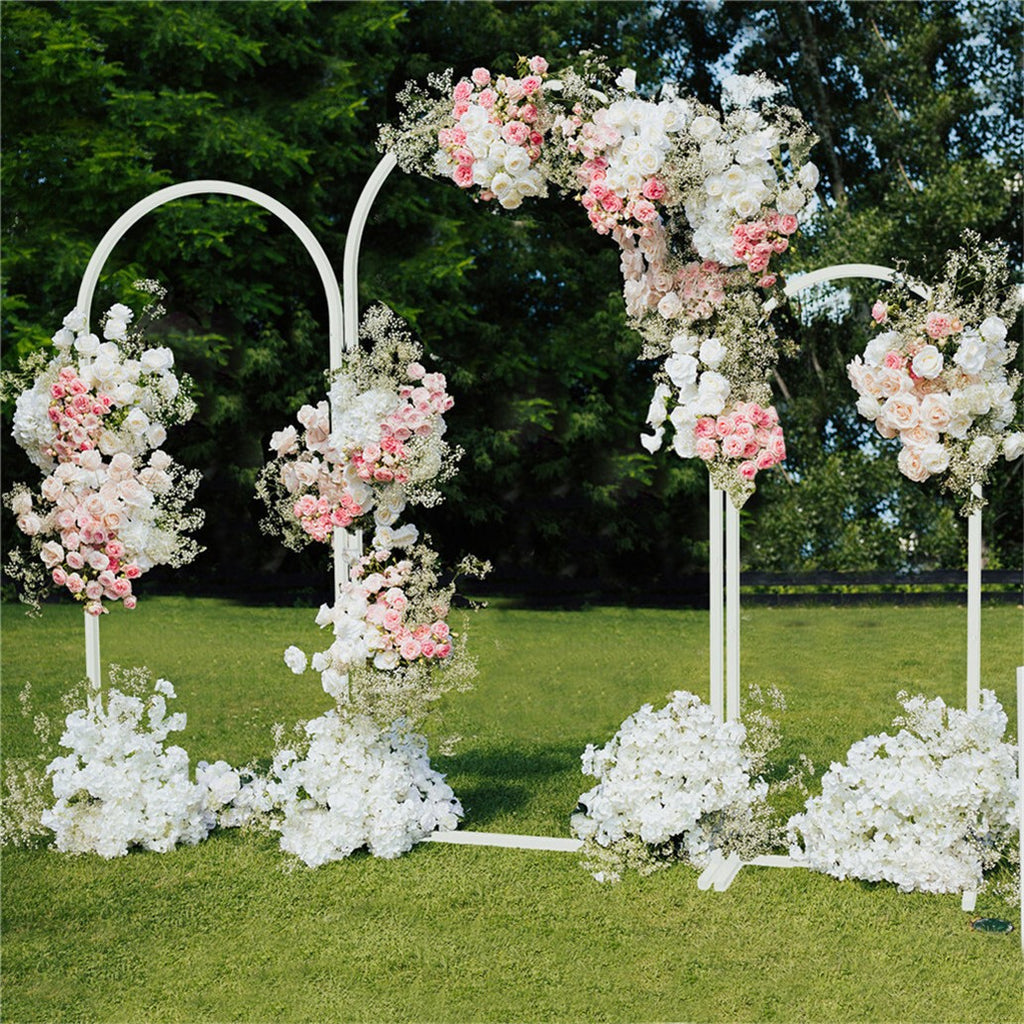 White Metal Arch Backdrop Stand Set of 3 Wedding Arch Frame for Birthday Party