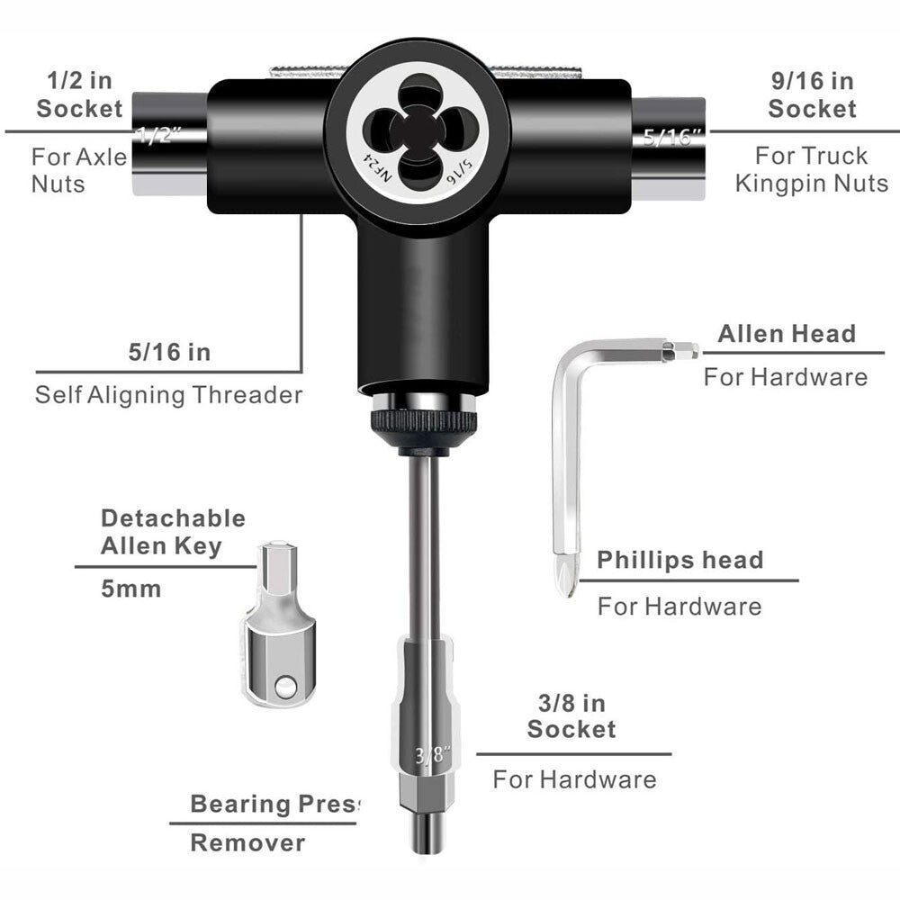 Roller Skate Wrench T-shape Skate Tool Skateboards Wrench Skateboard Repair Tool