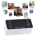 LCD Display Station Hub with UK Plug 8 Multi-Port USB Fast Quick Charger Adapter