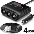 3 Way Cigarette Lighter Socket Splitter 12V 24V 4 USB Plug Multi Charger Adapter
