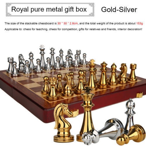 Retro Medieval Luxury Wooden Chess Set with Board & Family Game Pieces