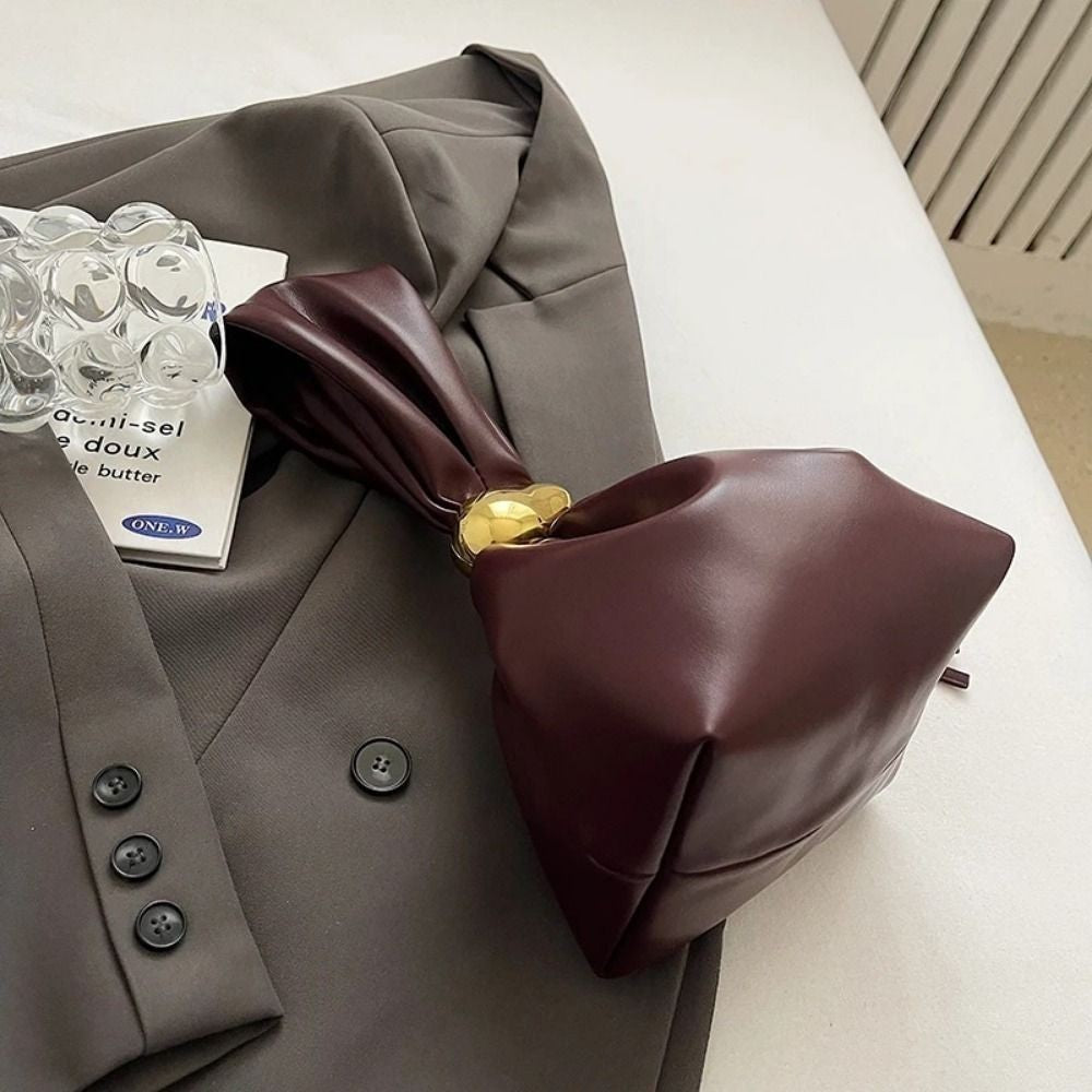 Luxury Designer Soft Leather Clutch Bag Fashion Pleated Handbag
