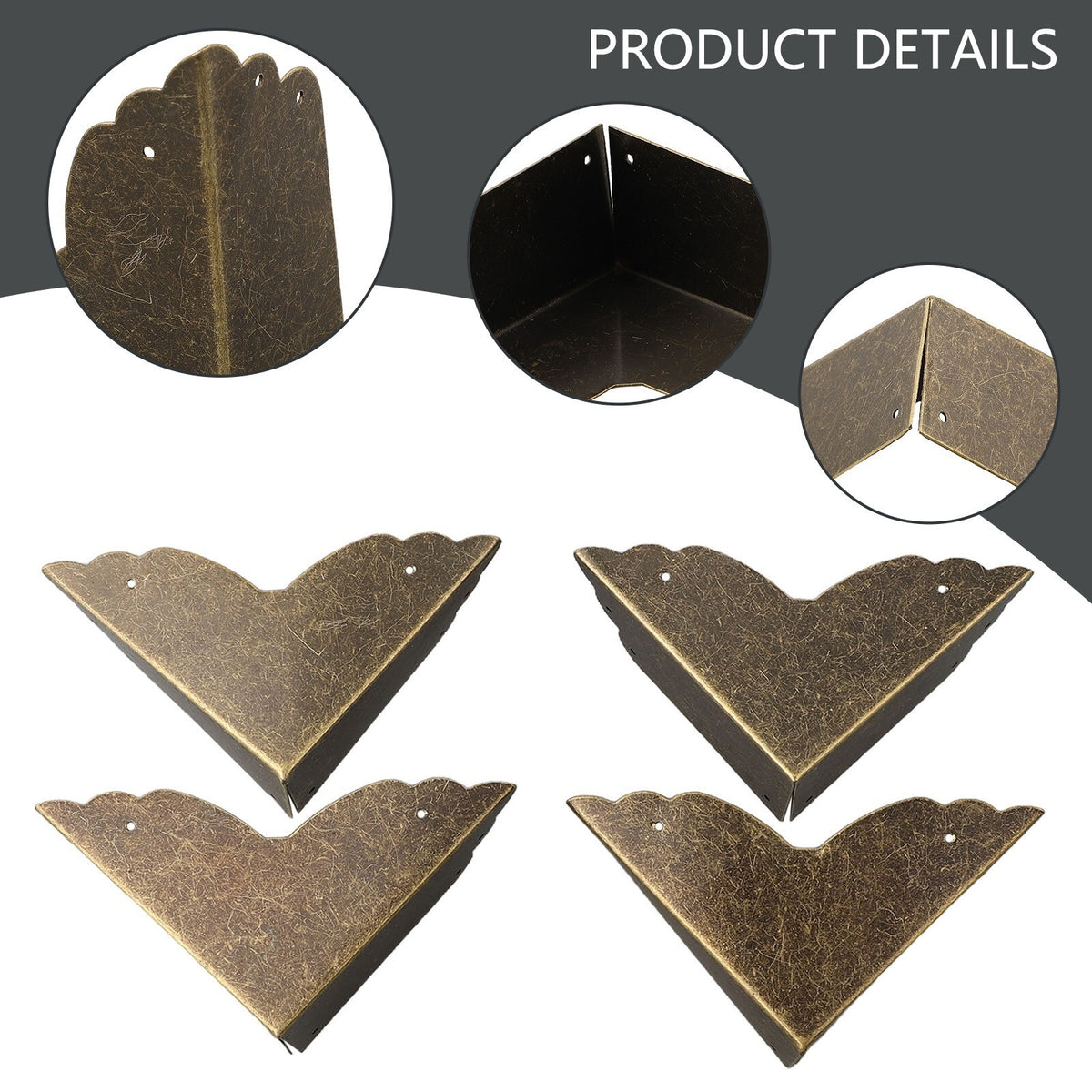 Distinctive Iron Corner Guards with Antique Cloud Pattern Set of 4 Bronze Color