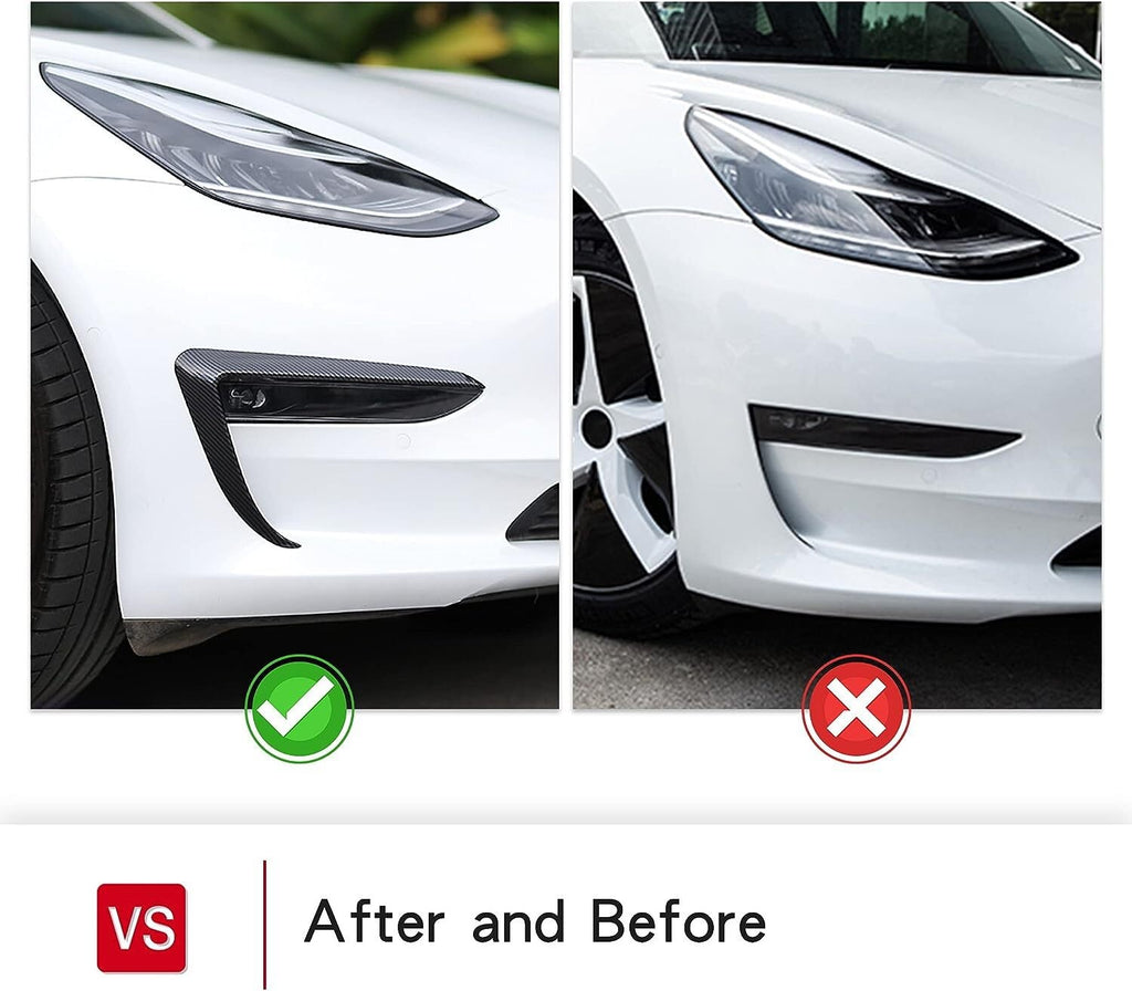 Tesla Model 3 Front Fog Light Trim Cover Fog Lamp Frame Blade Eyebrow Spoiler