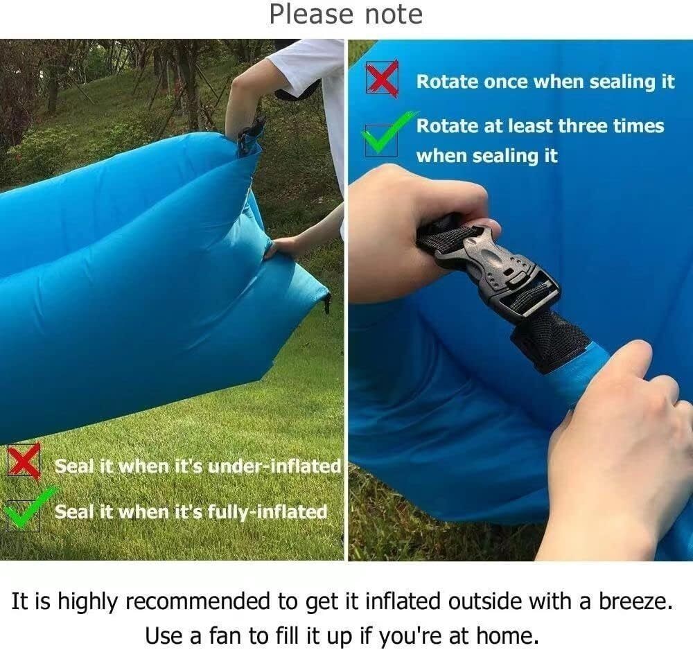Lazy Outdoor Inflatable Sofa Air Bed Lounger Sofa Sack Hangout Camping Beach Bag
