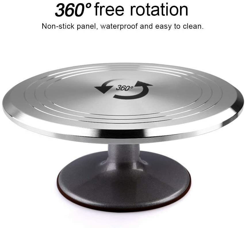 12'' Cake Turntable Aluminum Cake Revolving Stand Holder Cake Baking Decor Tools