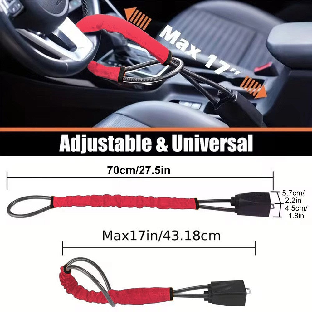 Seat Belt Lock Steering Wheel Lock Car Security Anti Theft Device Steel & 3Keys
