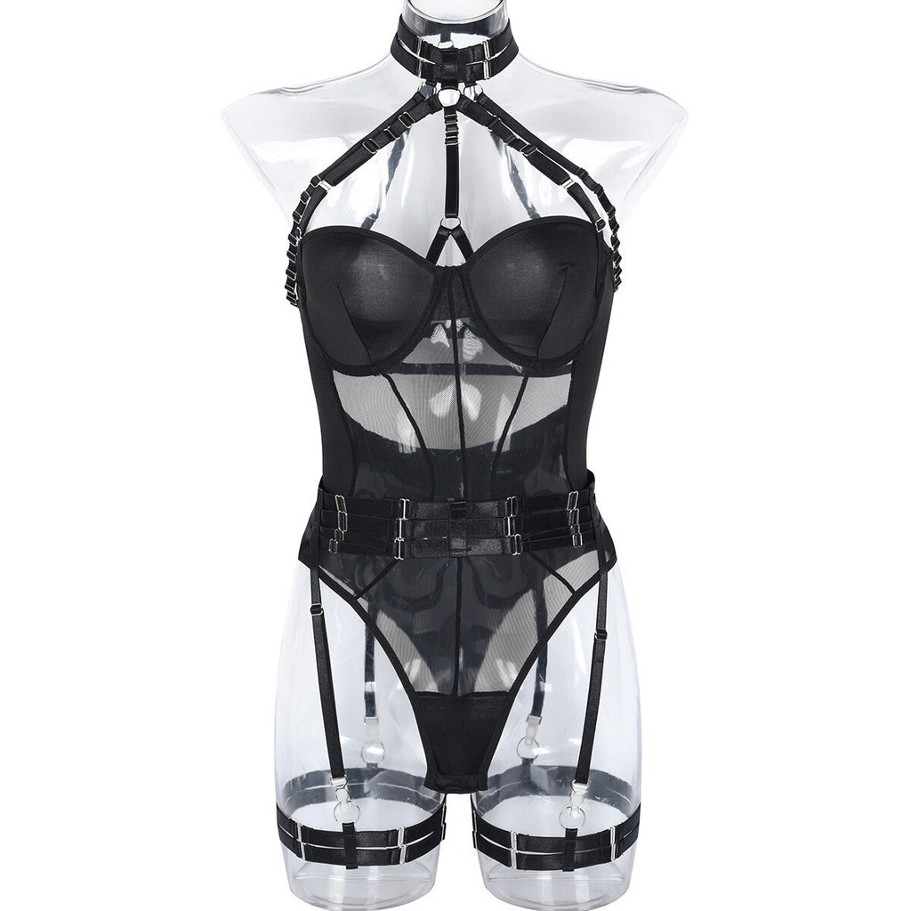 UK Women Erotic Underwear Babydoll Lingerie Bodysuit Set Body Stocking Suspender