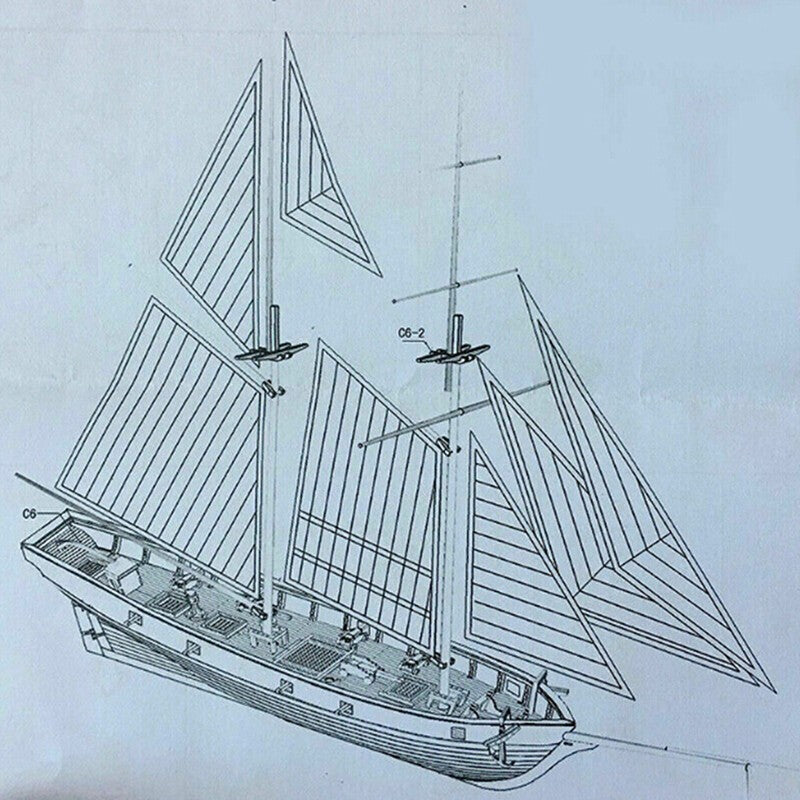 1:100 Halcon Wooden Sailing Boat Model DIY Kit Ship Assembly Decoration