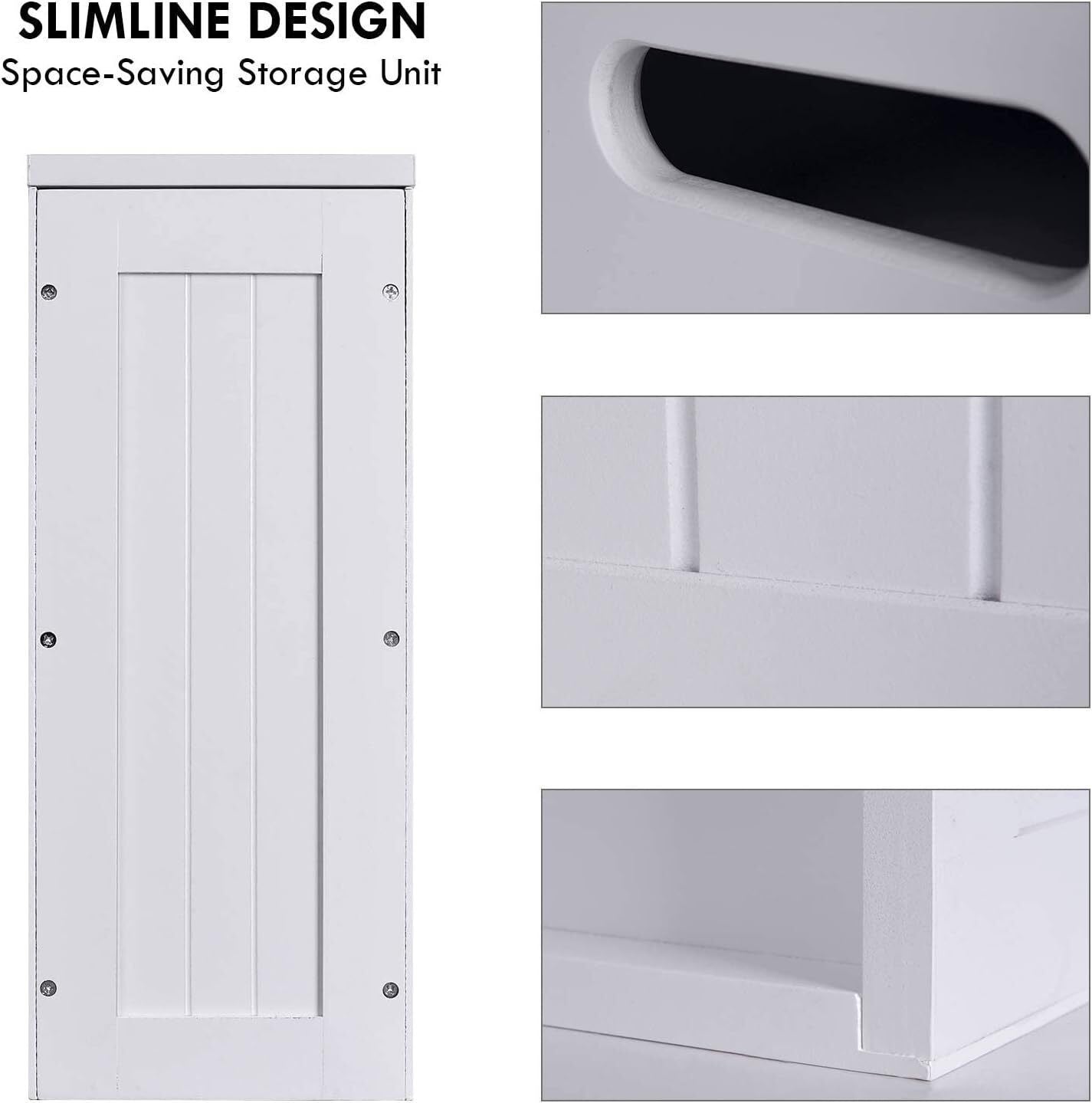 White Slimline Shaker Unit Multi purpose Bathroom Toilet Roll Storage Tidy Box