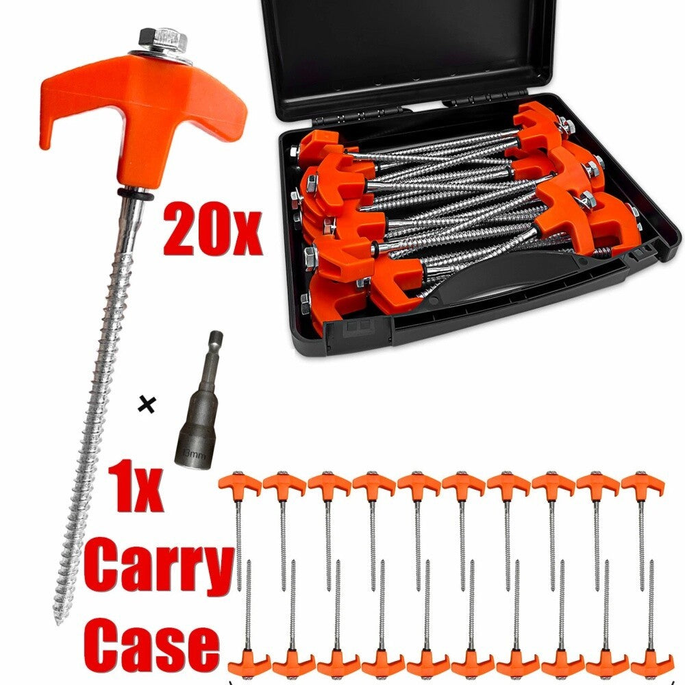 20X Screw In Hard Ground Rock Tent Pegs Stainless Steel Heavy Duty Awning Pegs🔥