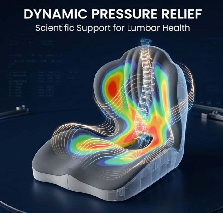 2-in-1 Ergonomic Back and Seat Cushion with Lumbar Support Tailbone Pain Relief