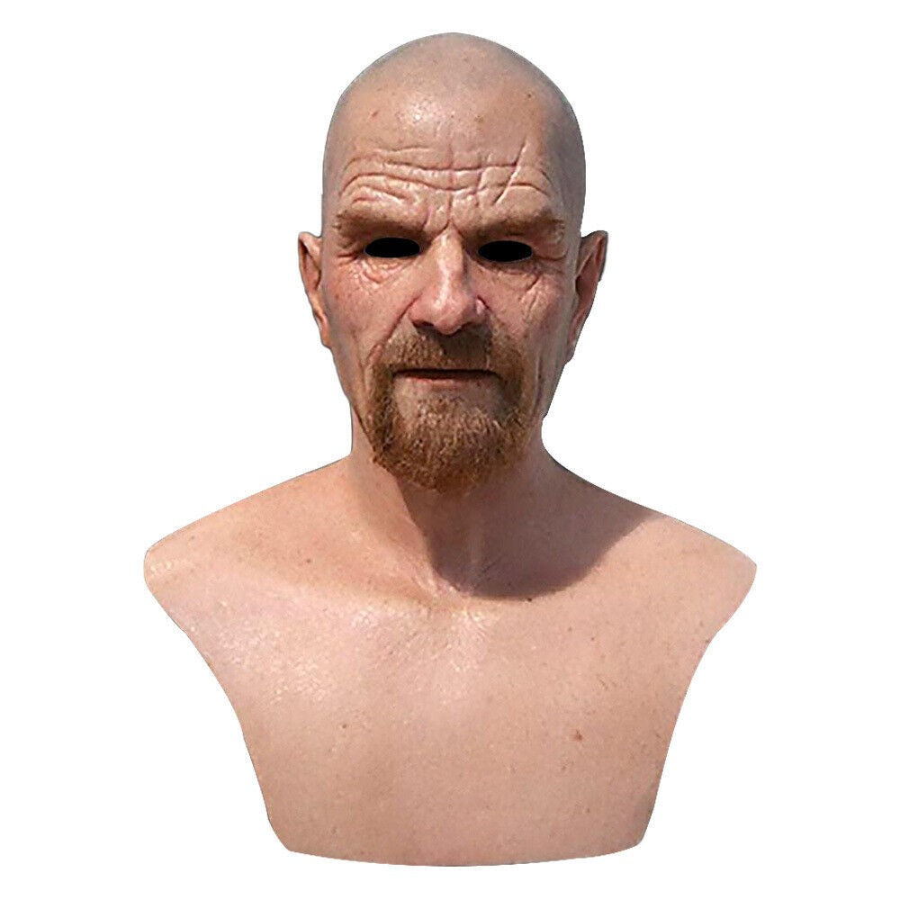 Realistic Halloween Latex Human Face Mask Old Man Full Head Headwear UK