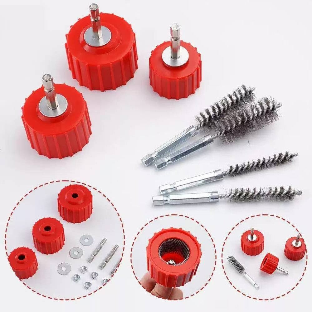 9x Copper Pipe Cleaner Brush For Drill/Driver - 15mm 22mm 28mm Plumbing- Hex bit