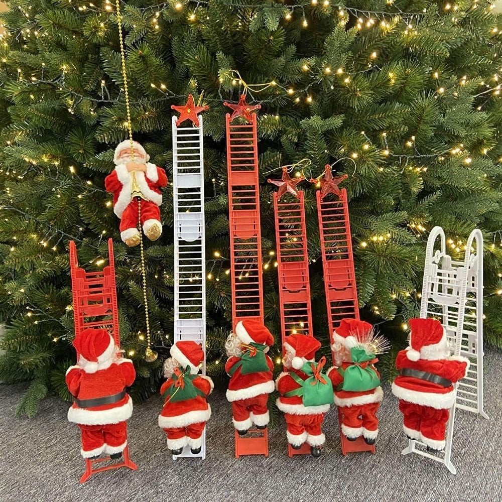 Christmas Electric Santa Claus Climbing Ladder Doll Music Xmas Music Decor Party