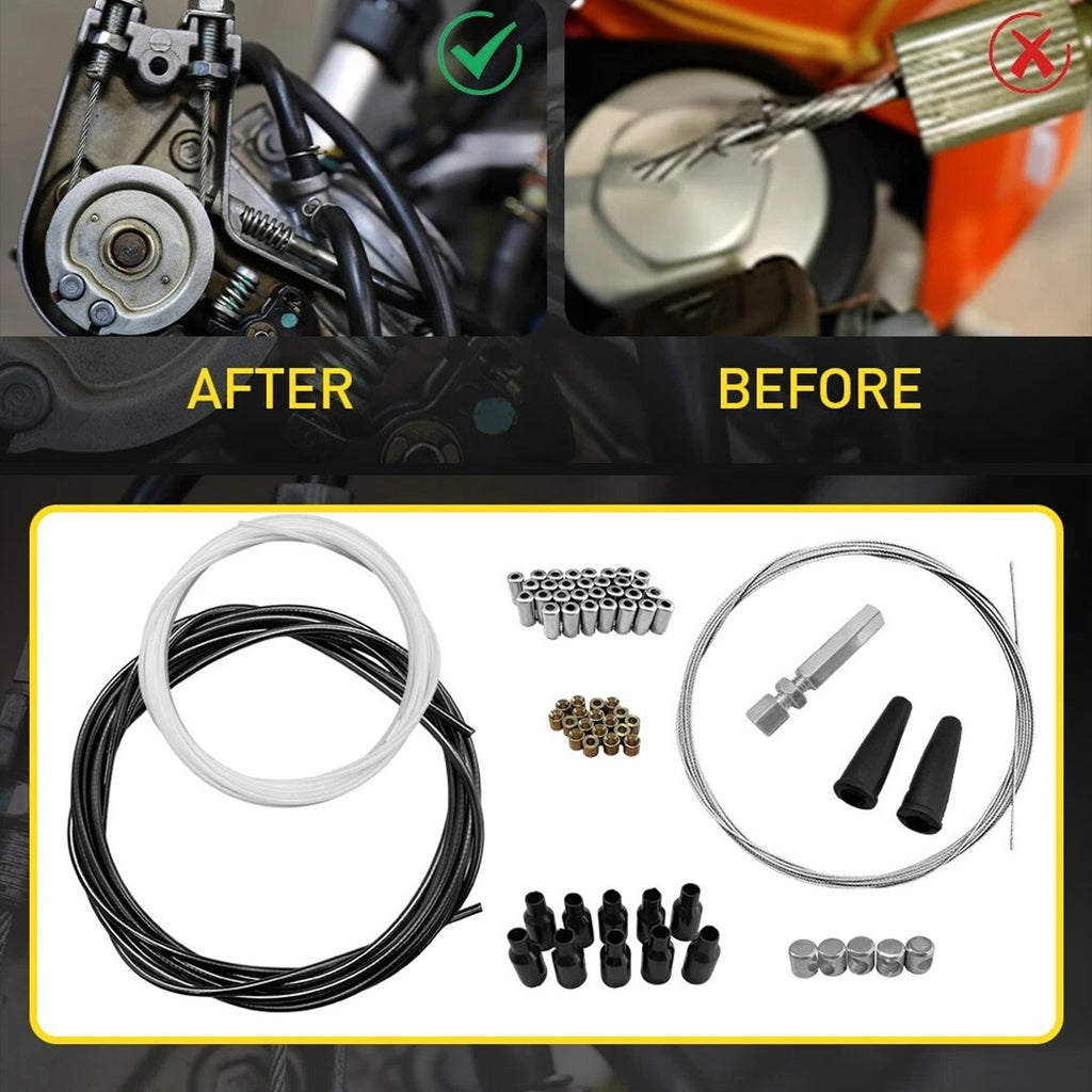 Universal 5 Metres DIY Throttle Cable Kit Nipples Ferrules Motorbike Replacement