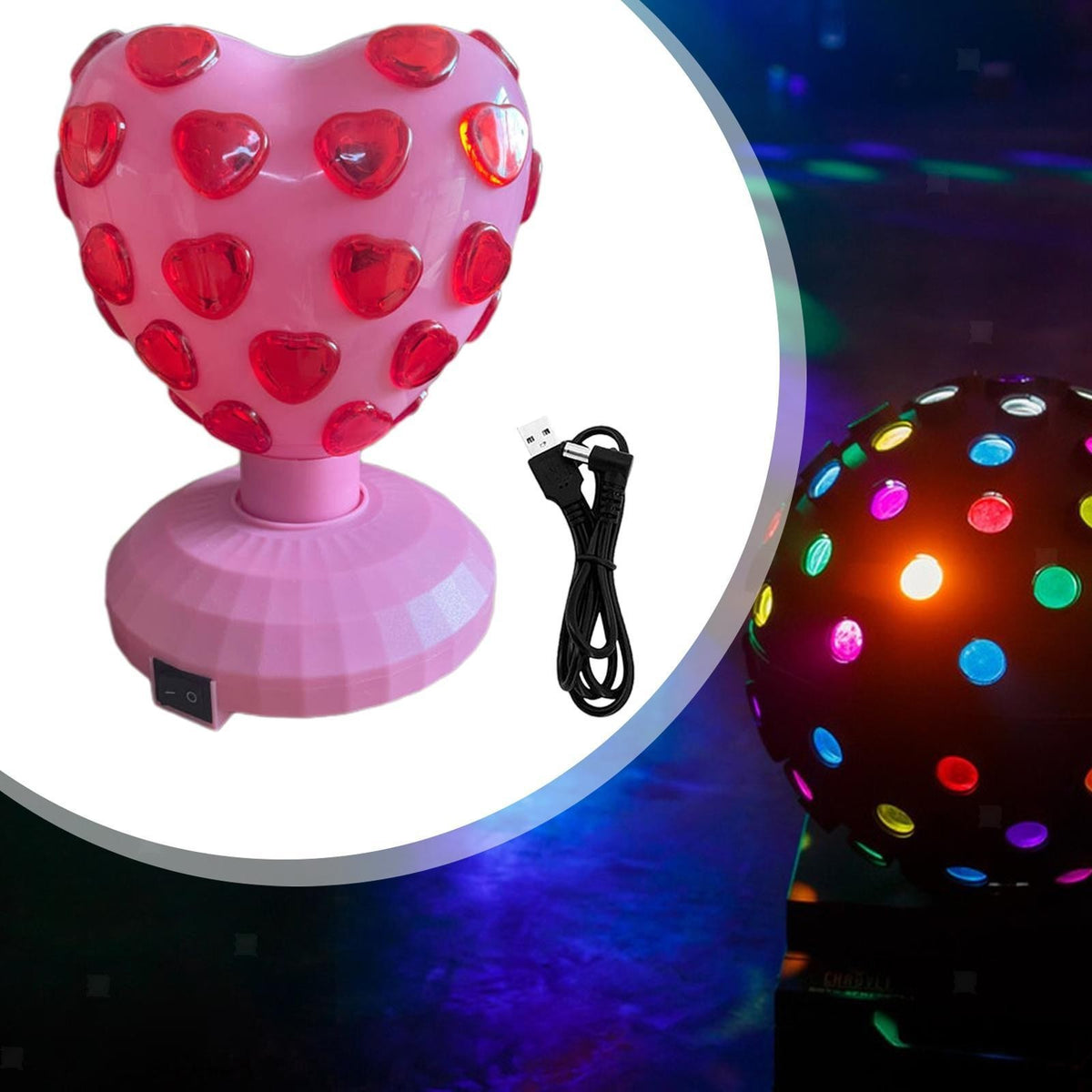 Disco Ball Lamp 360° Rotation Portable DJ Lighting for Bar Room Stages NEW.*