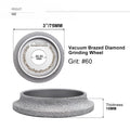 1pc Vacuum Brazed Diamond Grinding Wheel for Demi-bullnose Edge Profile 75mm