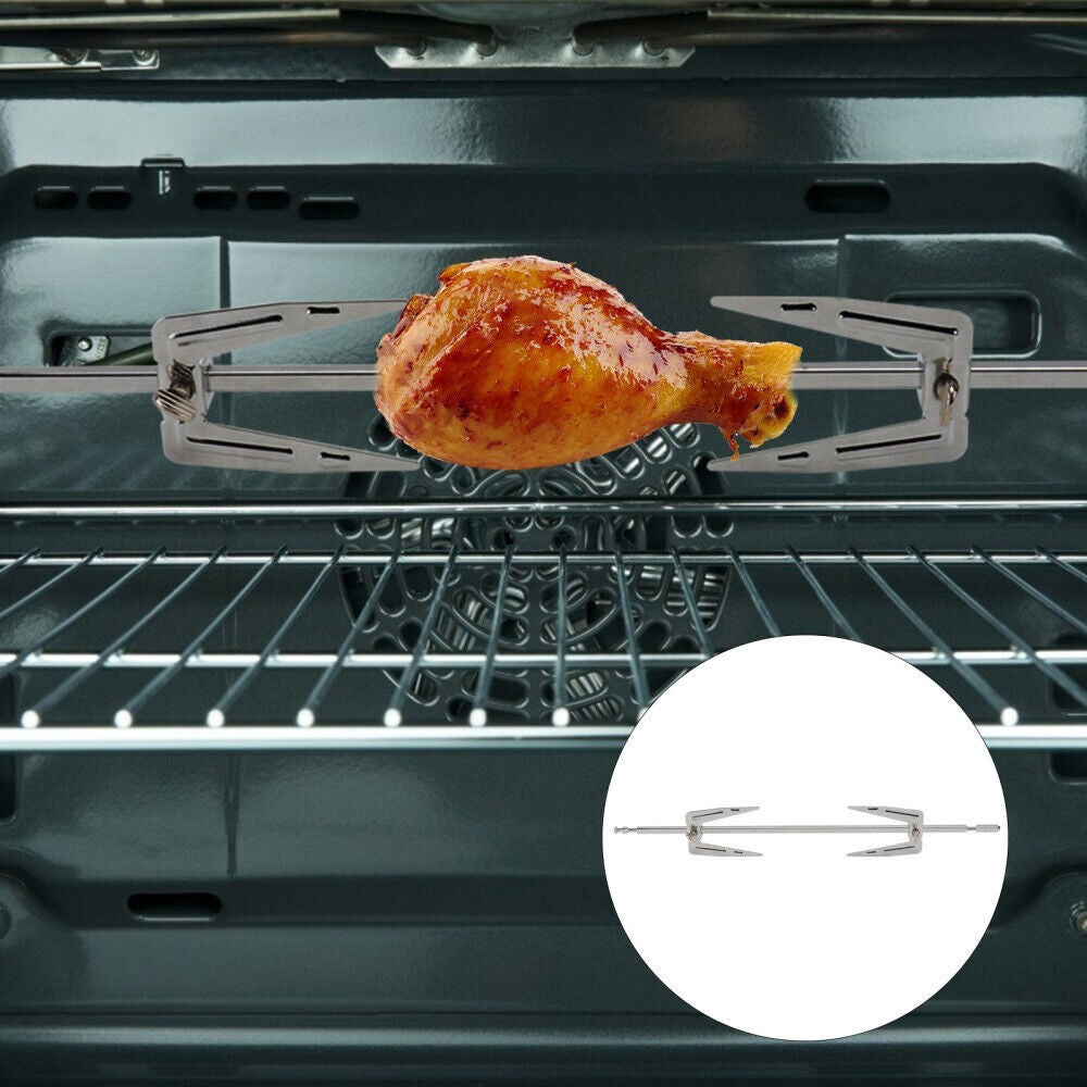 Chicken Roasting Rack Barbecue Rotisserie Spit Oven Air Fryer Fork Rotating UK