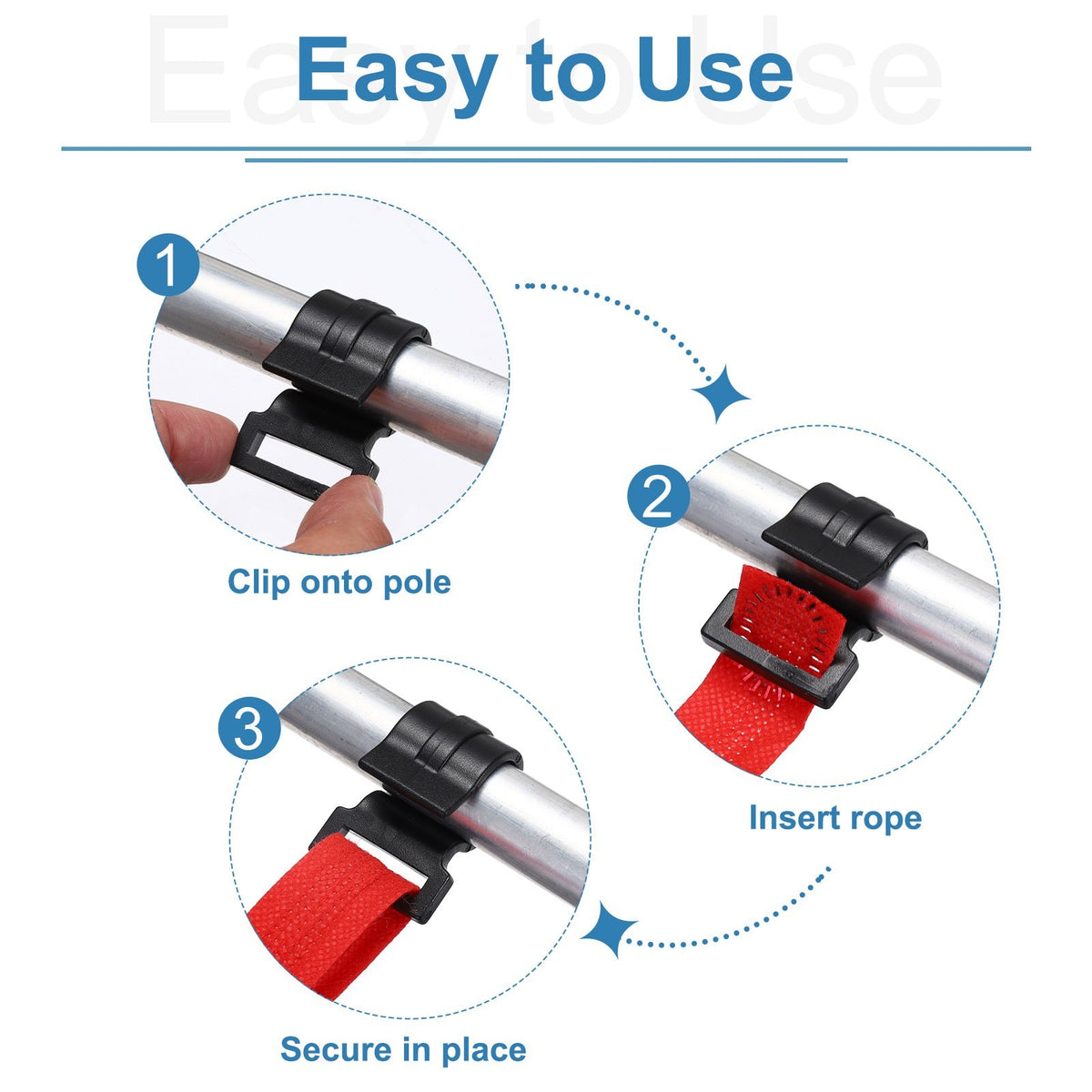 Tent Pole Clips, Plastic C Shape Clips ID 25mm 10Pcs Black Tent Clamp