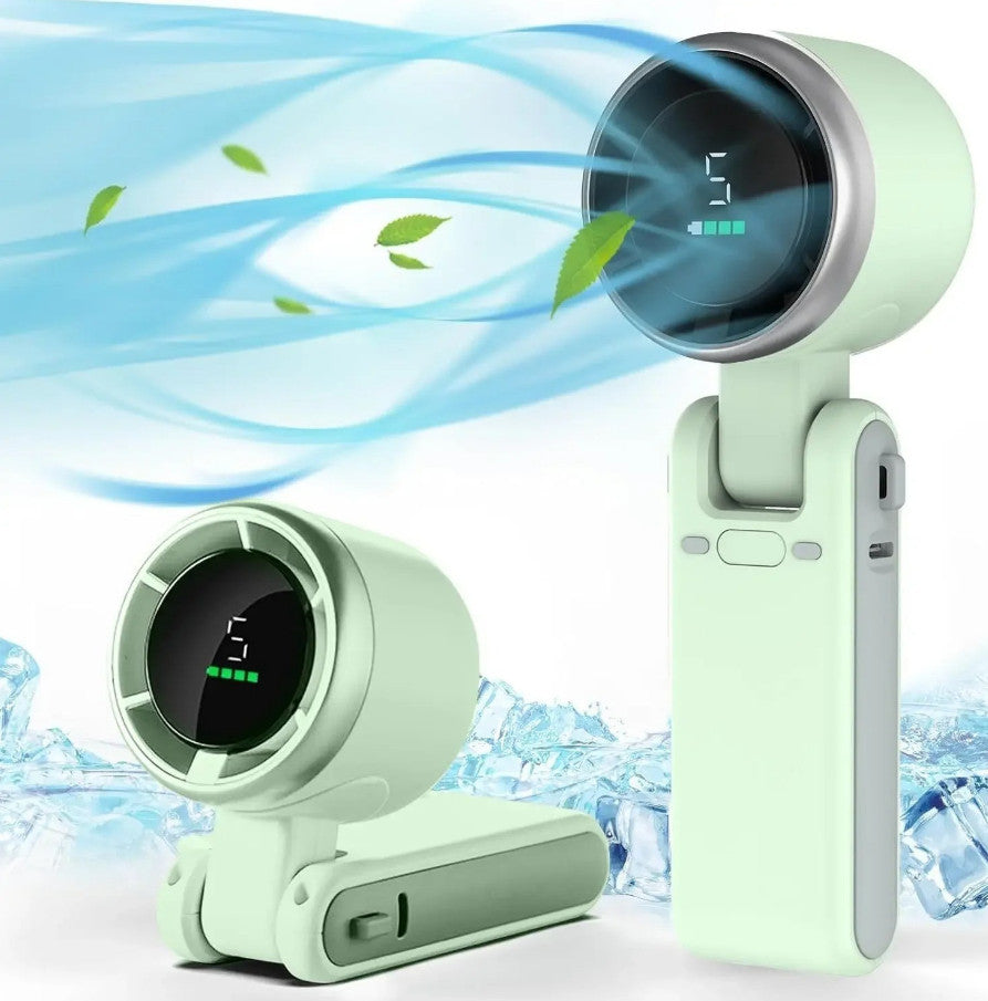 Rechargeable Handheld Turbo Fan with Digital Display Portable Travel Mini Fan