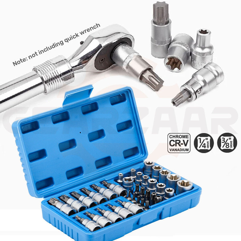 34pcs Torx Star Socket & Bit Set Male Female E & T Sockets Torx Bits with Case👍