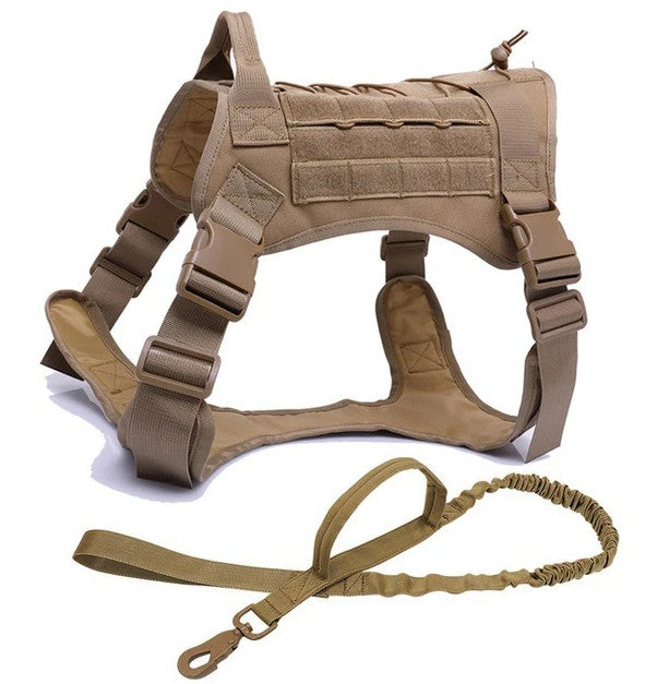 No Pull Tactical Dog Harness and Lead Set Military Training Vest w/ Handle