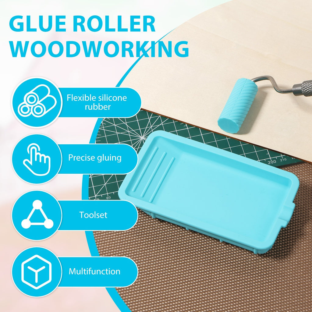 Nonstick Glue Roller with Tray Flexible Wood Glue Roller and Tray