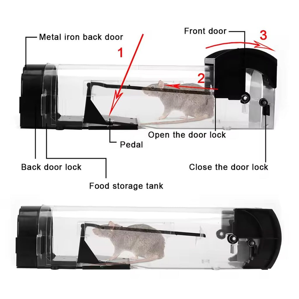 2 Pack Humane Rat & Mouse Traps No-Kill Mice Trap, Fits Rats & Mice Tool Mouse