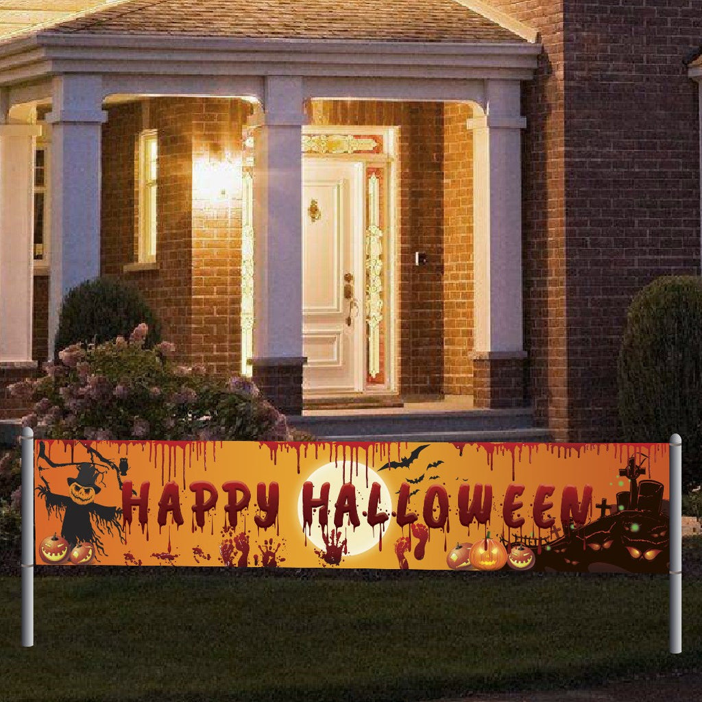 2024 Happy Halloween Banner Outdoor Welcome Decorations Yard Party Scary Decor