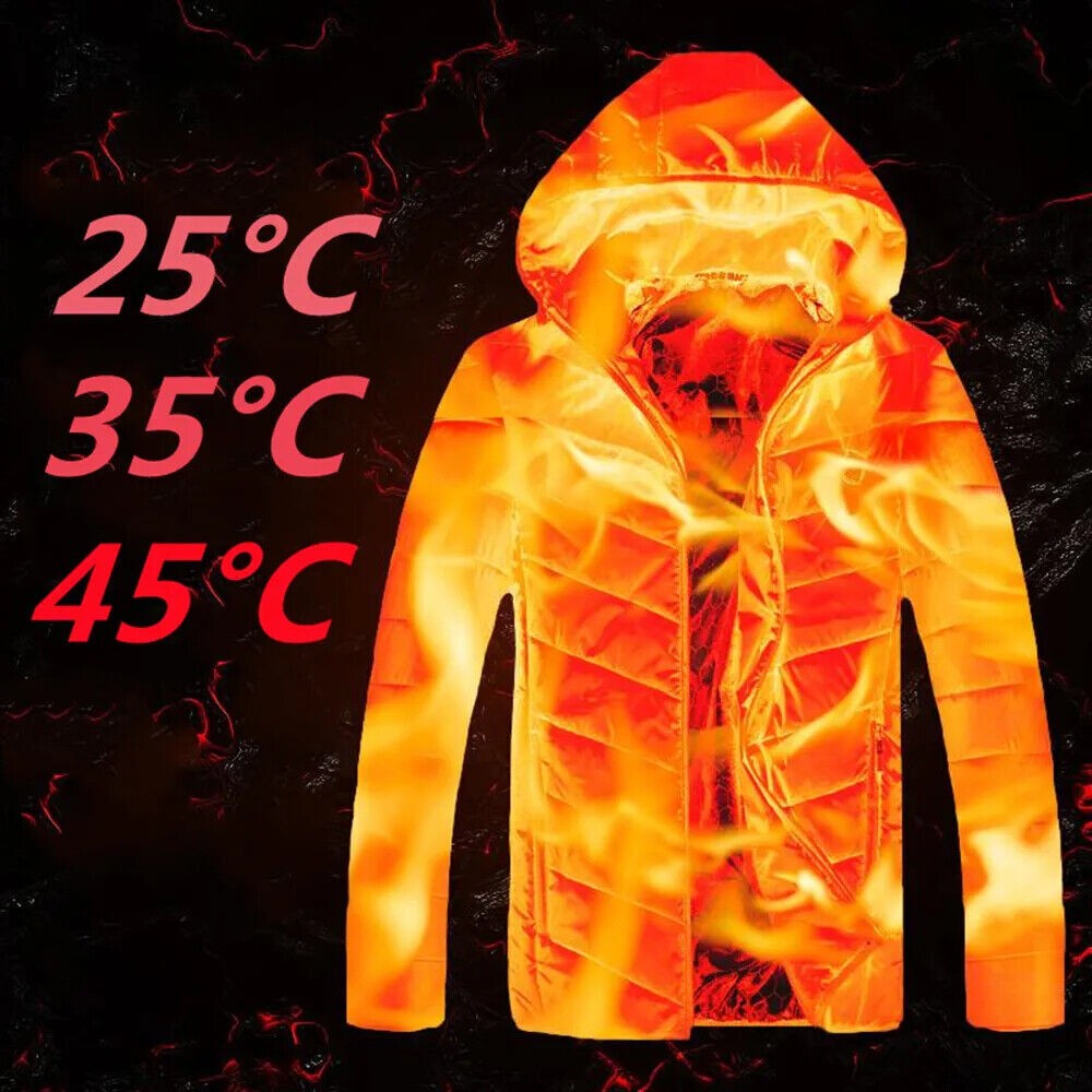 Men 21 Areas Heated Jacket USB Electric Heating Vest Winter Outdoor Warm Coat