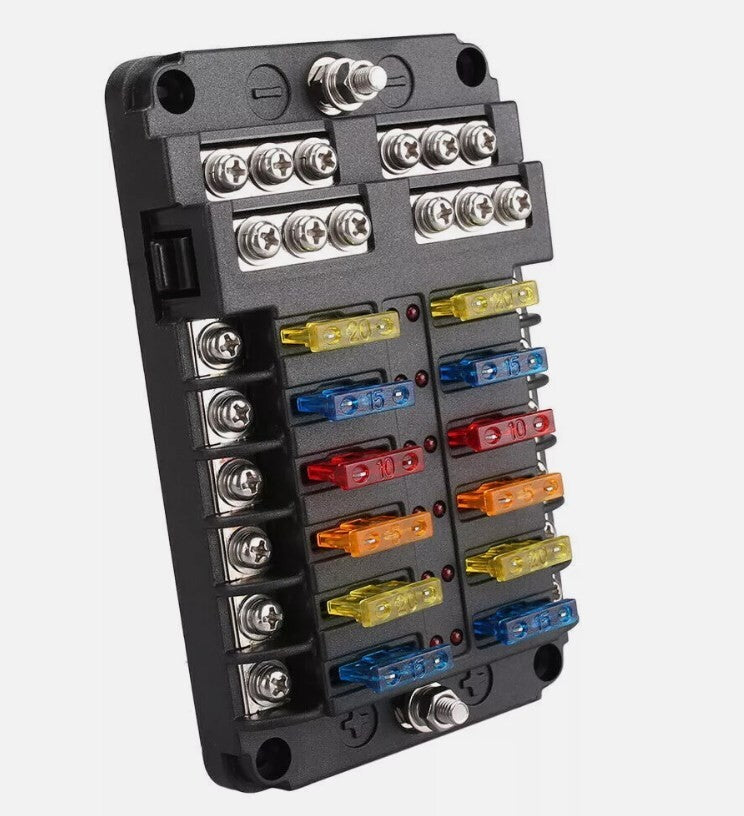 12-way chip fuse box bracket distribution board car marine fuse set 12V24V UK