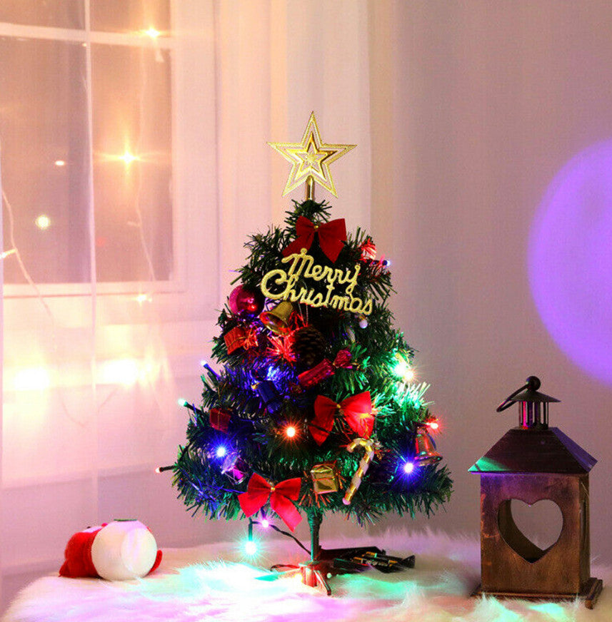 30cm Mini Small Christmas Tree with LED Lights Xmas Tabletop Rtificial Ornament