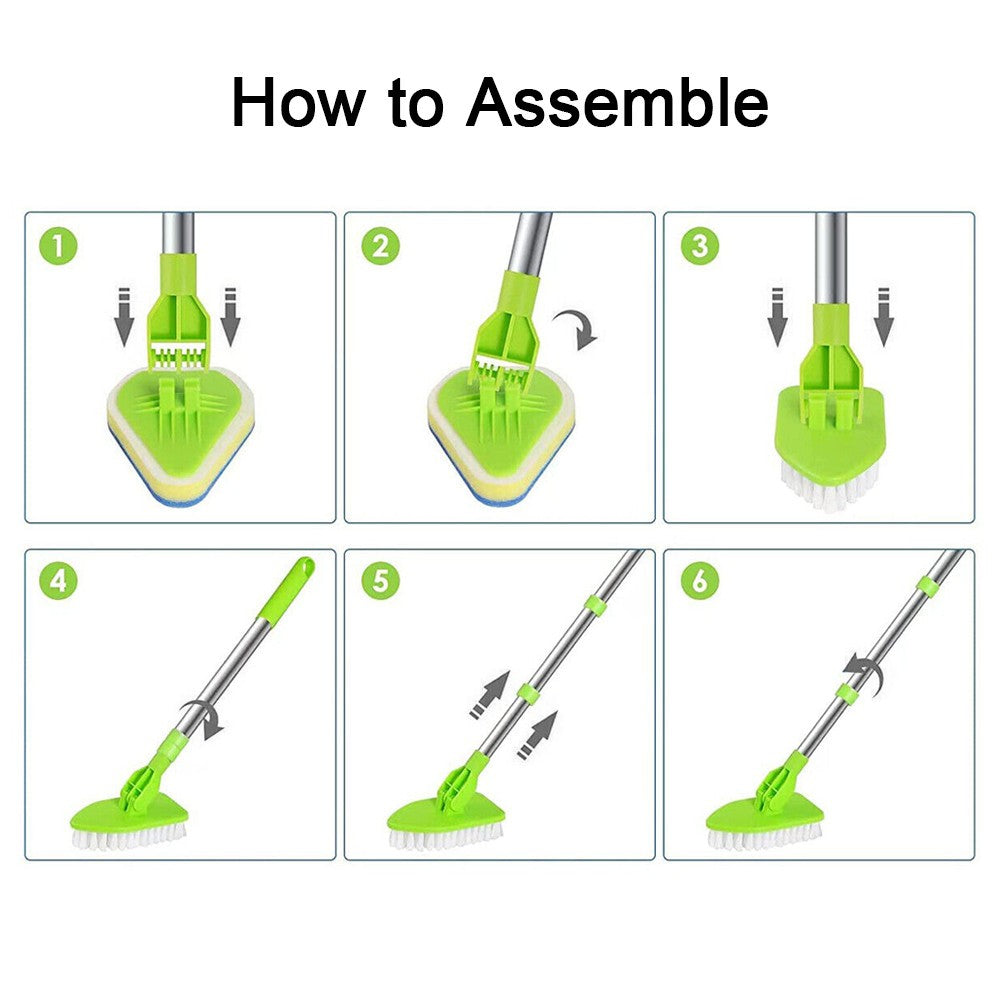 Telescopic Bathroom Mop Bath Shower Tile Cleaning Kit Floor Brush Cleaner Tool