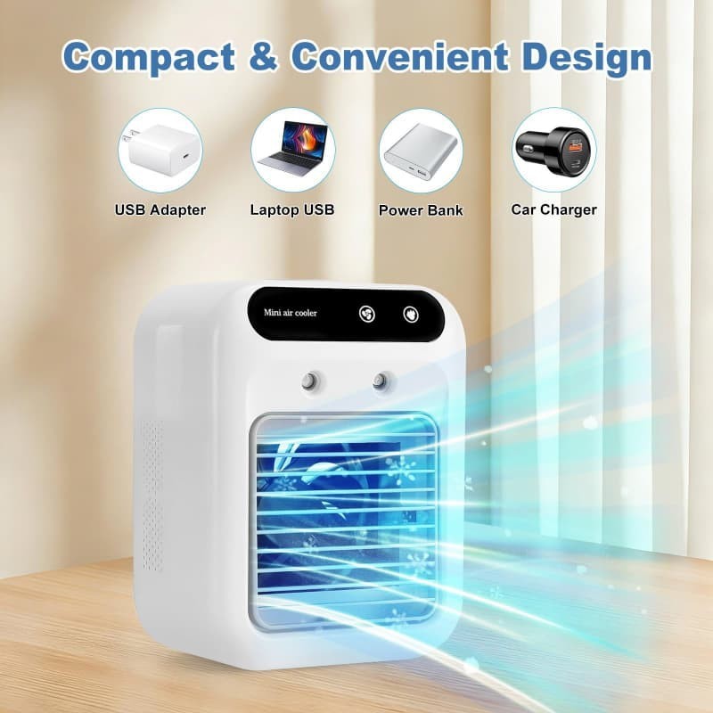Mini Air Conditioner 3-in-1 - Portable Evaporative Cooler Fan & Humidifier White