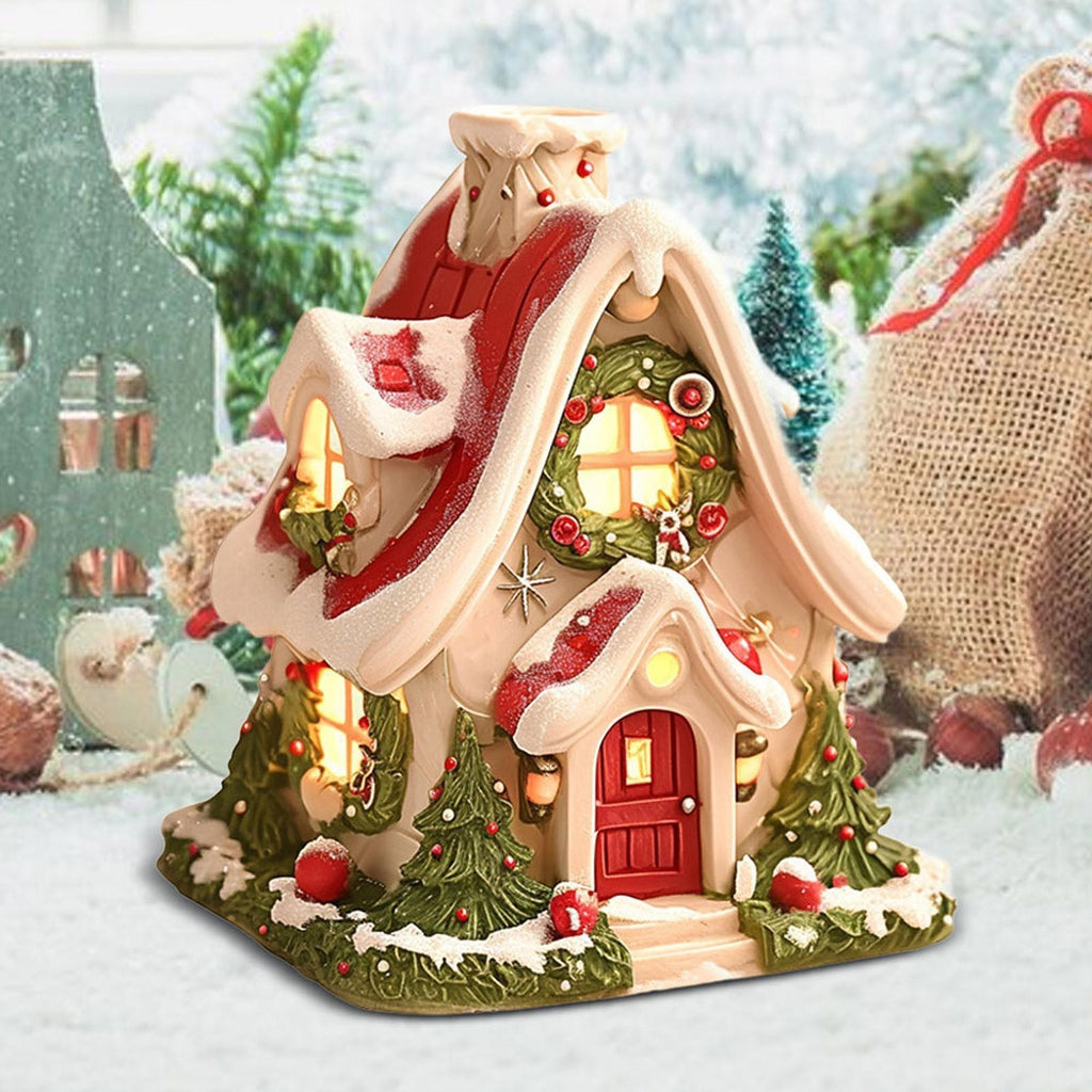 Christmas Cabin Incense Burner Small Wooden House Incense Burner for