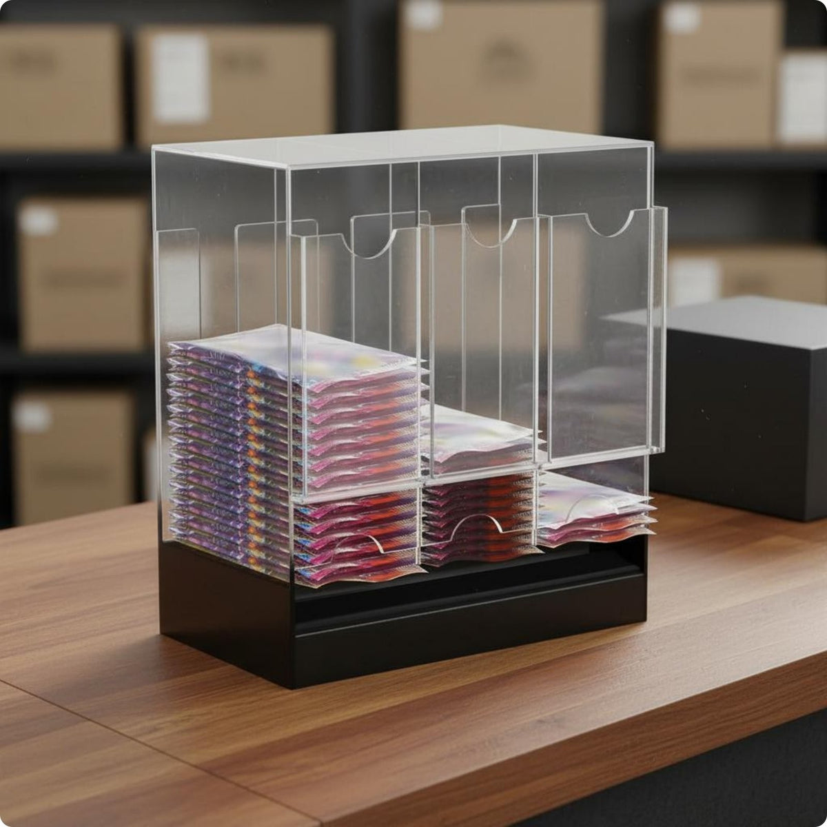 TCG Booster Pack Dispenser Shielding Acrylic Card Display Box Space-Saving