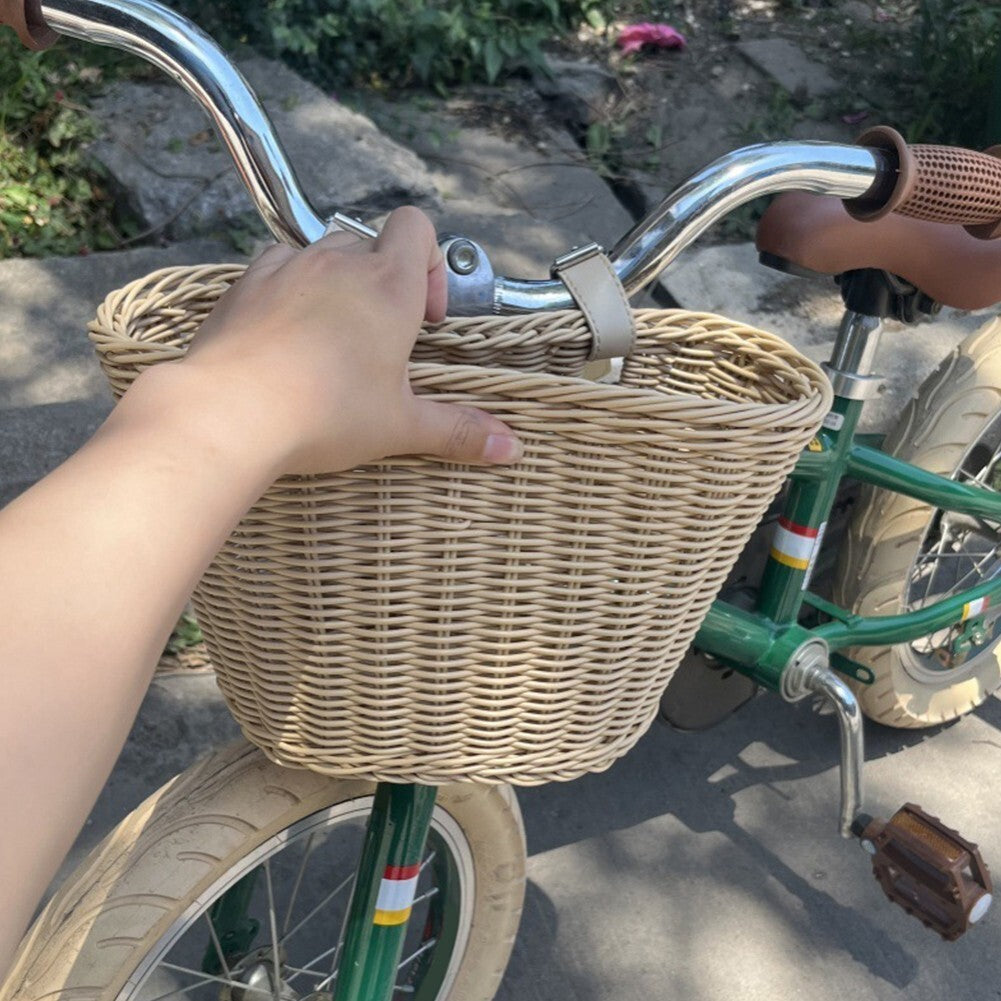 Rattan Bicycle Front Basket Handwoven Kids Adult Bike Handlebar Carrier Bags UK