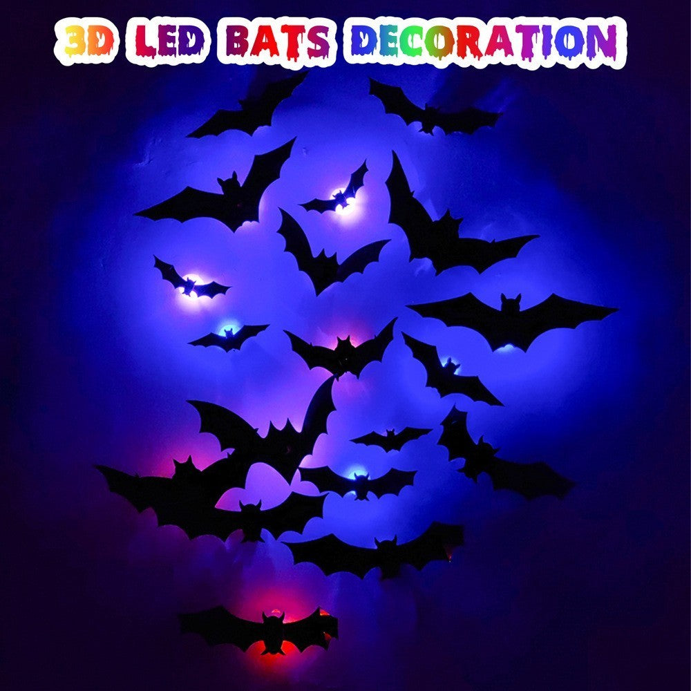 Halloween Bats Wall Decor Halloween Decorations 3D Realistic Bat with LED Lights