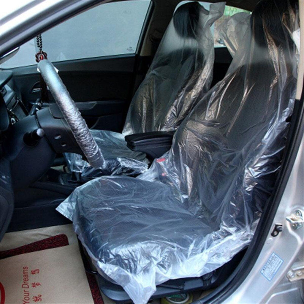 100x Disposable Plastic Car Seat Covers for Mechanics Garage Use Keep Cars Clean