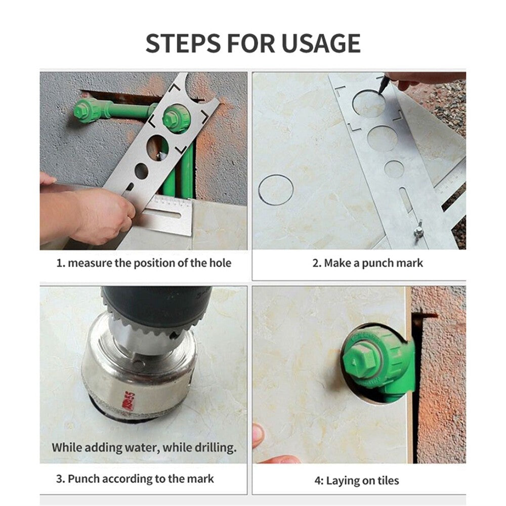 Stainless Steel Ceramic Tile Hole Locator Floor Drilling Guide Finder Gauge Tool