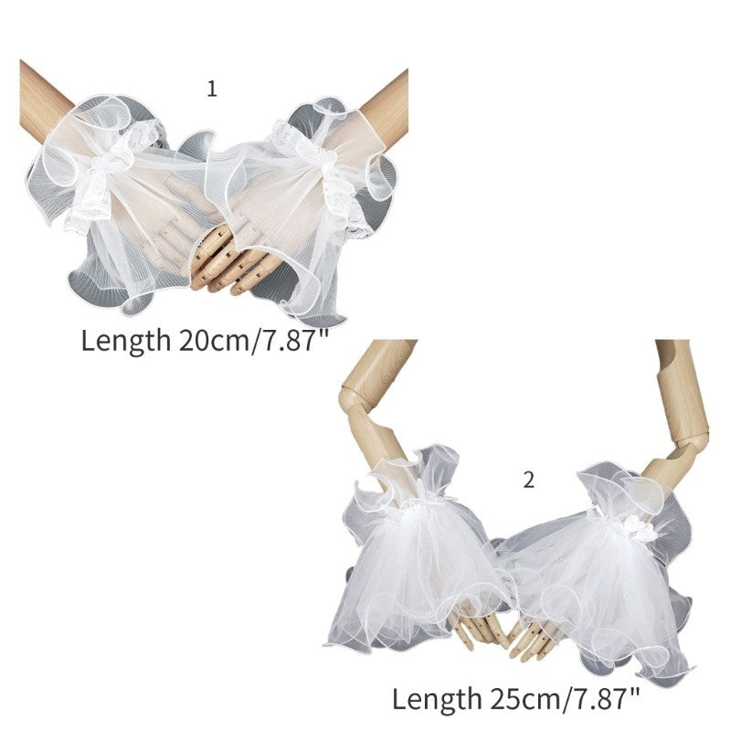 Cosplay Maid Elastic Decorative Cuffs Detachable Cuffs with Bowknot for Girls