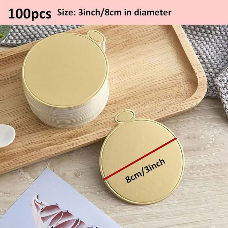 100Pcs 3 Inch Mini Round Golden Cake Boards Mousse Cupcake Base Dessert Board
