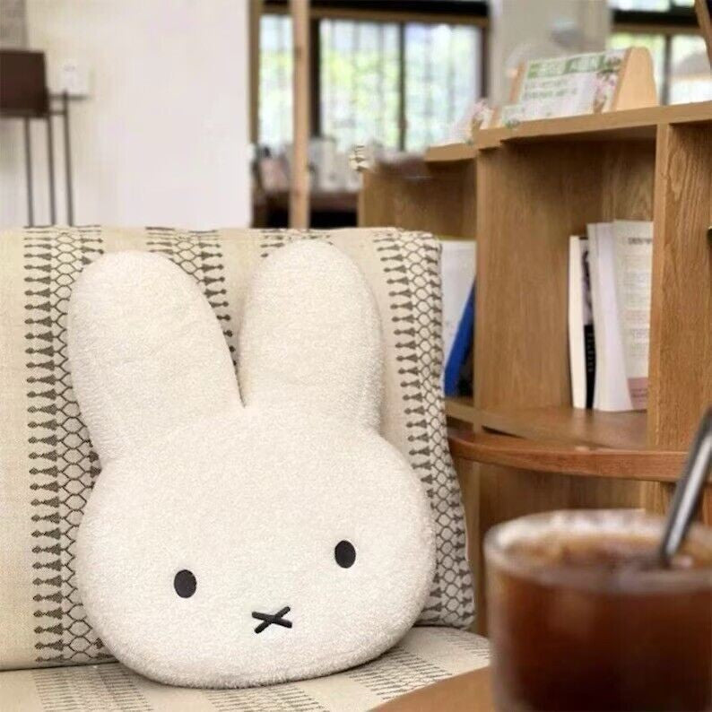 40cm&Beige White HUGE Miffy Mascot Rabbit Face Sleeping Cushion Hug Bed Pillow