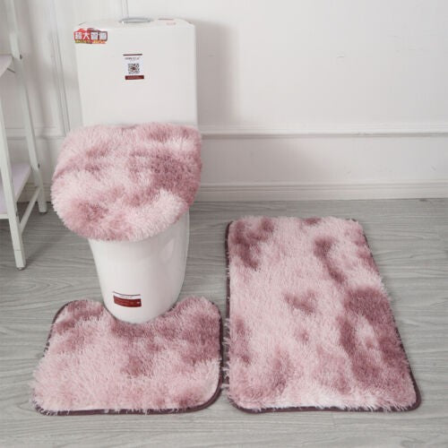3-Piece Bathroom Bath Mat Contour Rug Set with Toilet Lid Cover #6