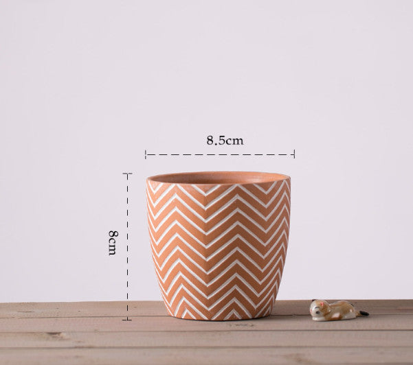 Geometric Patterns Outdoor Plant Pots Stylish Planters with Drainage Holea