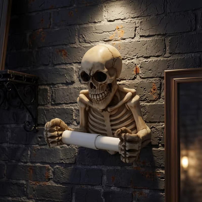 Skeleton Toilet Paper Holder with Keyhole Slot for Wall Mounting, Spooky Skull🔥