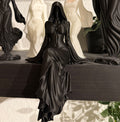 Grim Reapress Sitting Figurine Gothic Hooded Faceless Statue Dark Fantasy Decor