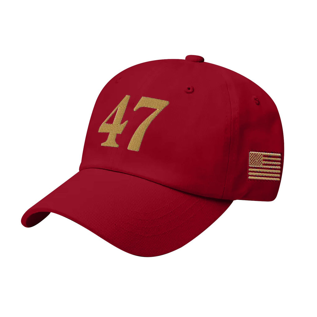 47 Hat Charlie Kirk Gold Embroidered Low Profile Adjustable Hat Republican Cap