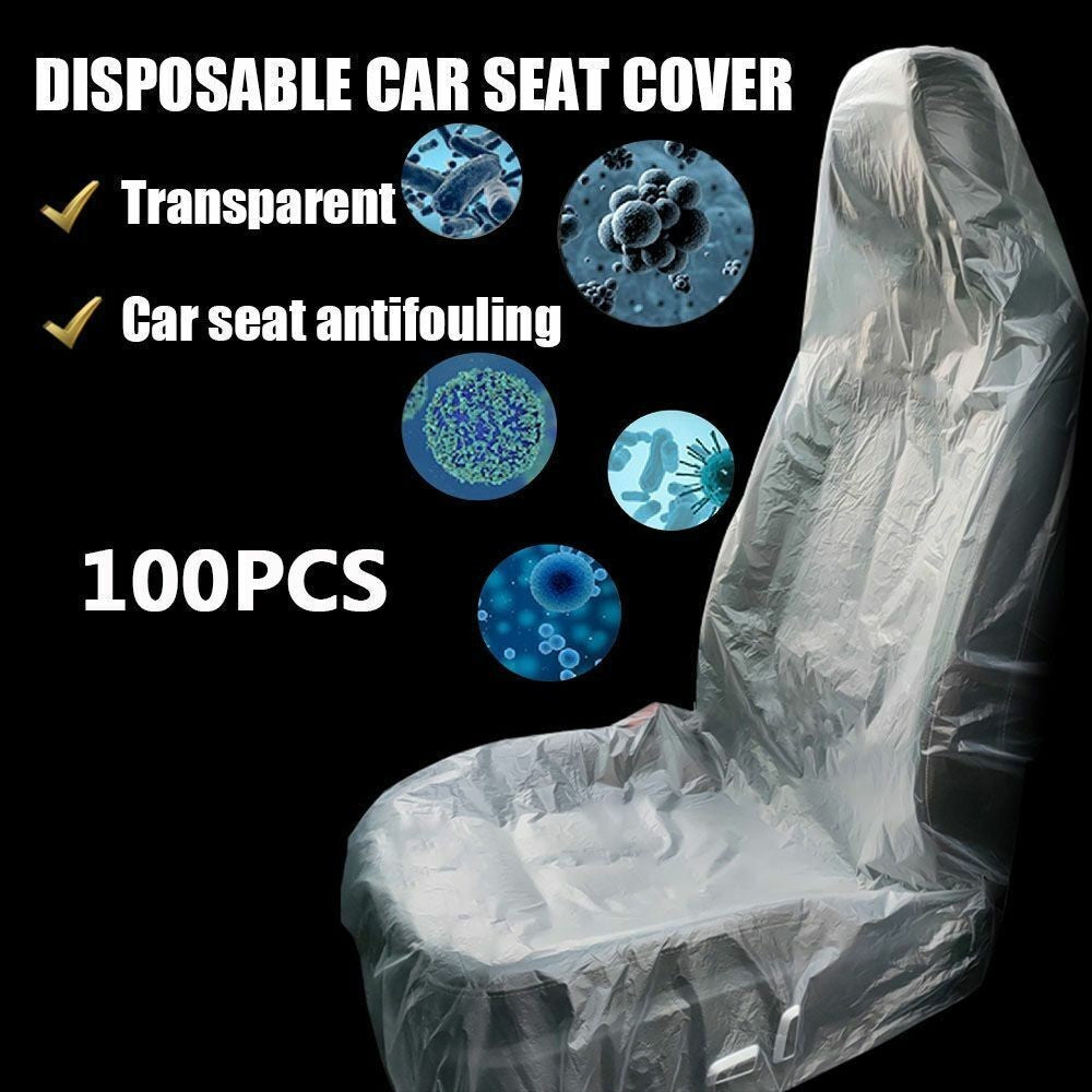 100Pcs Disposable Plastic Car Seat Covers Valet Roll Vehicle Protector UK